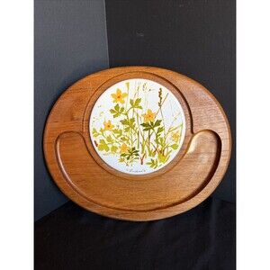 Vintage Goodwood Mod Floral Cheese Tray Platter Charcuterie Board
